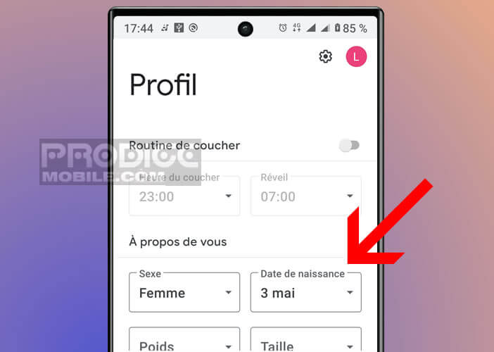 Définir son profil personnel dans l’application de suivi des activités physiques