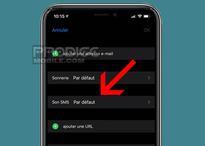 Modifier les vibrations attribuées par défaut au contact