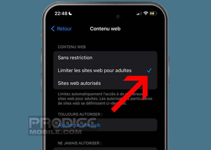 Limiter automatiquement l’accès à des sites web pour adultes