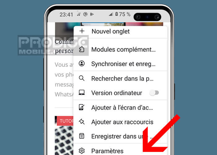 Modifier les paramètres du navigateur Google Chrome