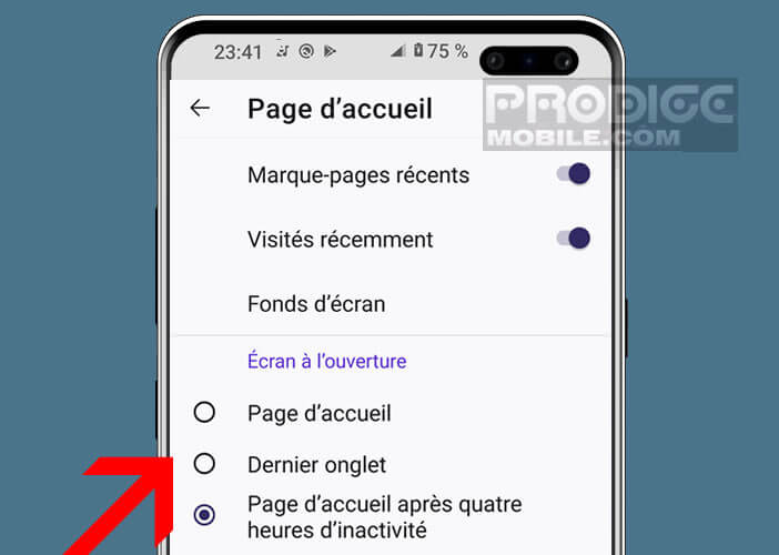 Personnaliser l’affichage de l’écran à l’ouverture de l’appli de navigation