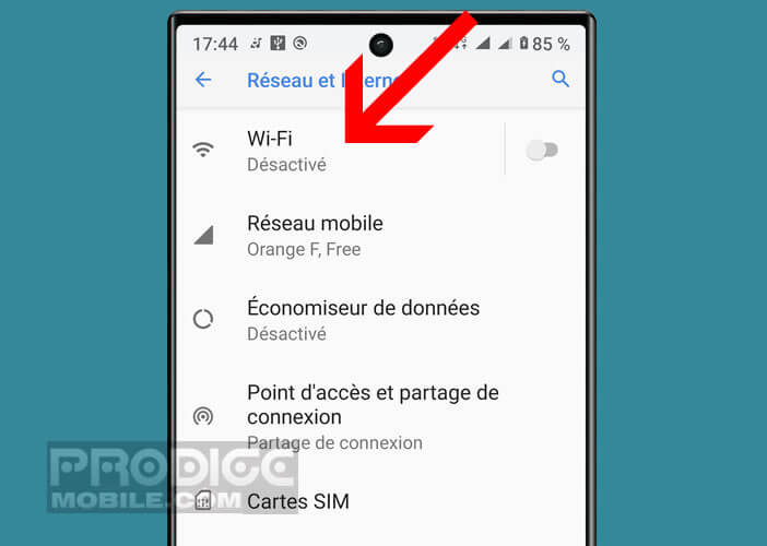 Activer le Wi-Fi de votre mobile depuis les paramètres d’Android