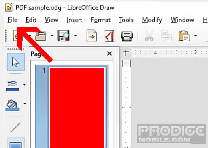 Ouvrez le menu fichier dans LibreOffice