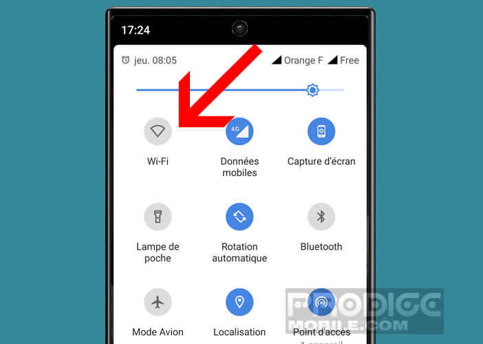 Allumer la fonction Wi-Fi de votre téléphone depuis les réglages rapides
