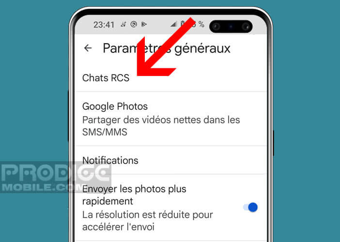 Configurer l’envoi et la réception de SMS via RCS