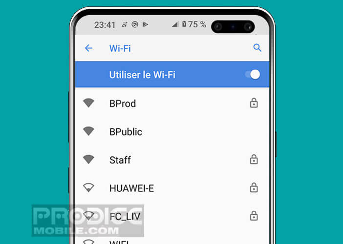 Afficher la liste des noms des réseaux Wi-Fi se trouvant à proximité