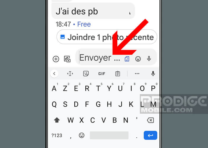 Rédiger un message texte depuis l’application de gestion de SMS