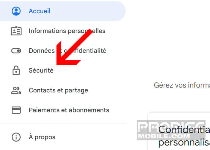 Afficher les paramètres de sécurité de votre compte Google