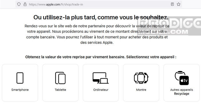 Programme de repise d’appareils d’occasion d’Apple
