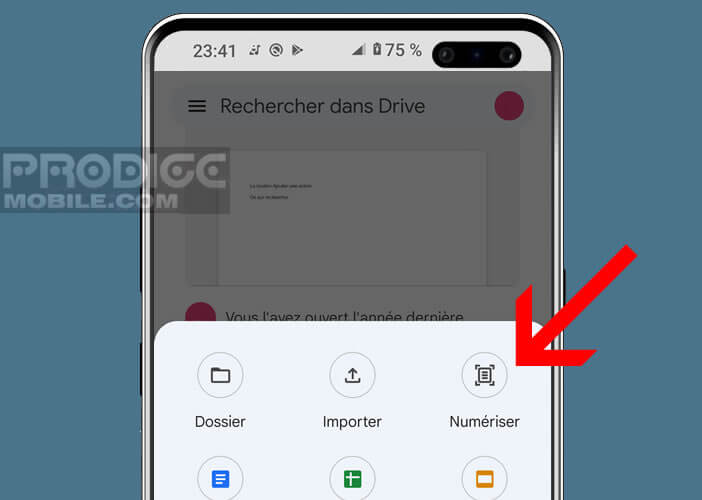 Lancer la fonction Numériser sur l’appli de stockage en ligne