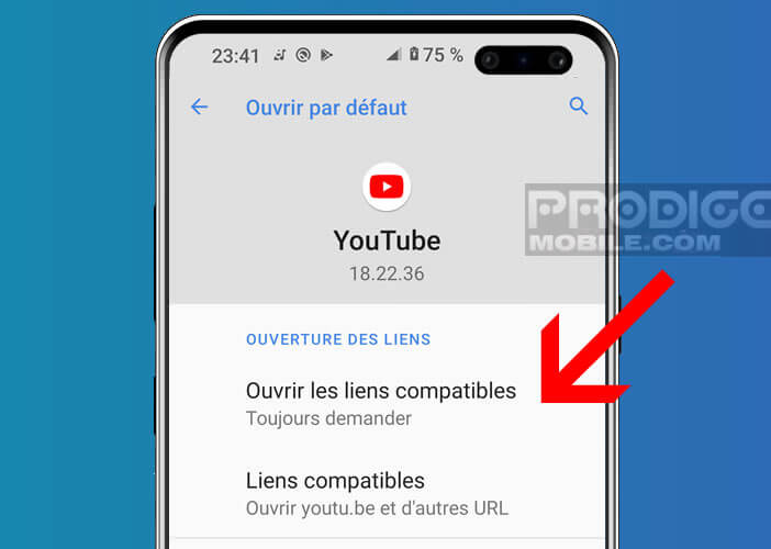 Modifier la configuration des liens compatibles sur Android