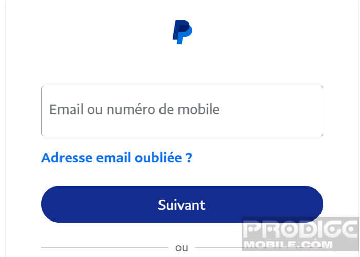 Connectez-vous à PayPal à l’aide vos identifiants