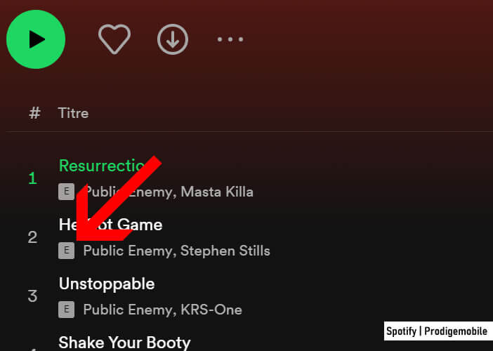 Retrouver la mention Explicite sur les titres du catalogue Spotify