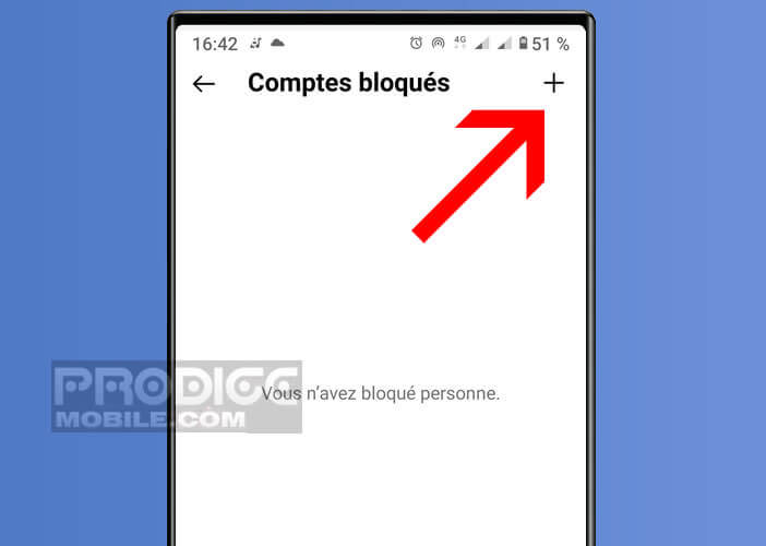 Ajoute un profil à votre liste de compte bloqué