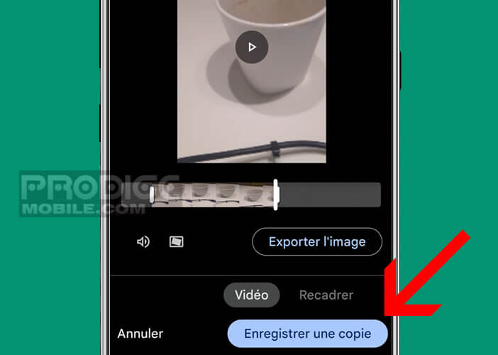 Enregistrer la version de votre montage vidéo dans la mémoire de votre téléphone