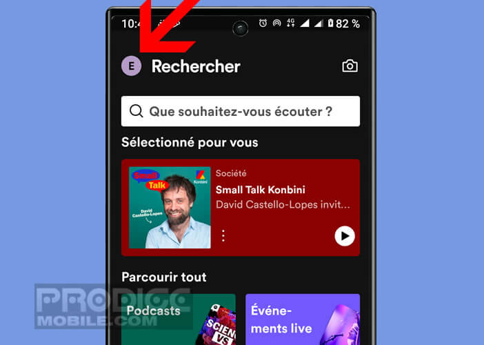 Rentrer dans la section profil de votre compte Spotify