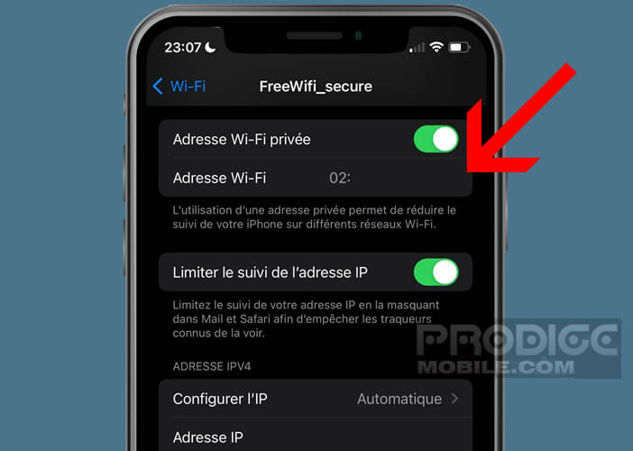 Afficher l’identifiant MAC aléatoire depuis les paramètres Wi-Fi