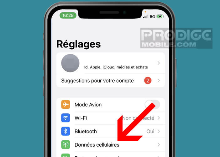 Réglages de la fonction téléphone du smartphone d’Apple