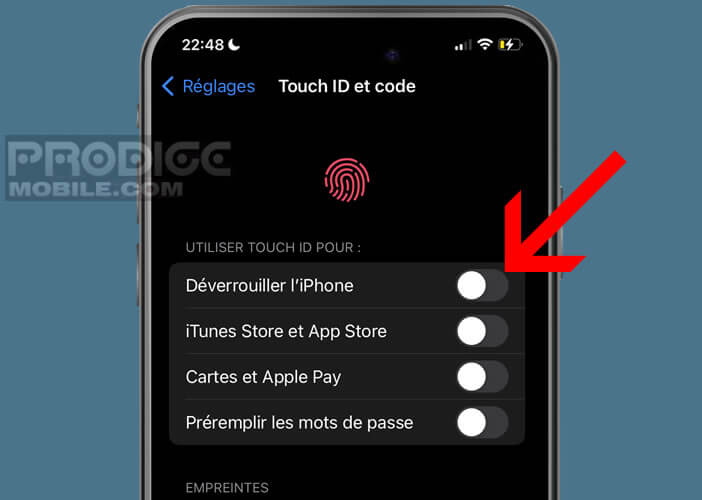 Activer le système de reconnaissance d’empreintes digitales pour déverrouiller l’iPhone