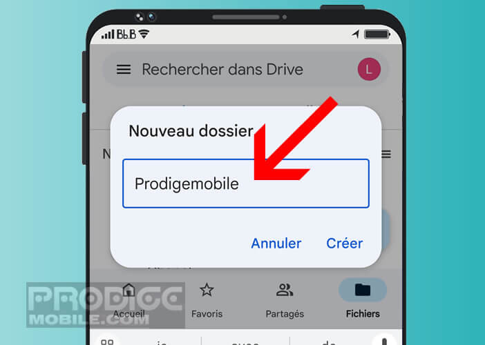 Donner un nom au répertoire que vous venez de créer dans votre espace de stockage
