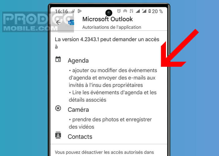 La liste des autorisations d’un programme dans la fiche du Play Store