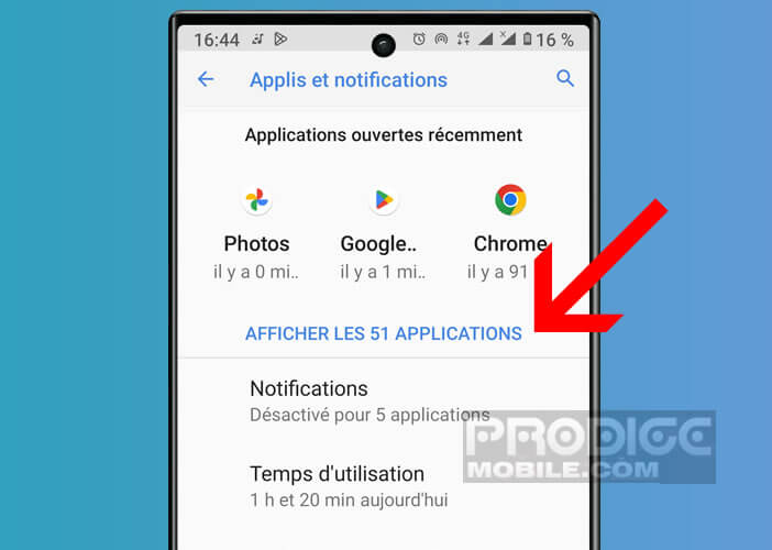 Afficher la liste complète des applications installées avant de contrôler les permissions