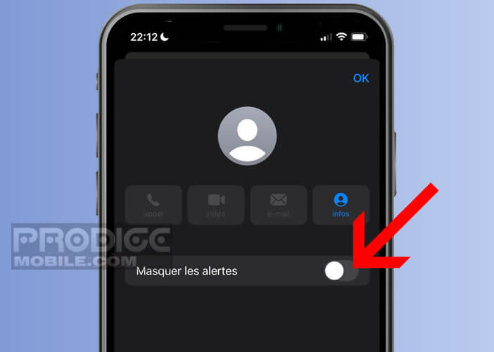 Masquer les alertes pour un groupe sur l’appli de messagerie d’Apple