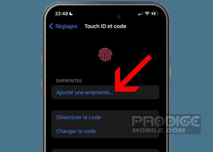 Reconfigurer les empreintes digitales sur iOS