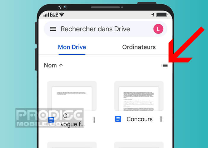 Passer Google Drive en mode vue liste de fichiers