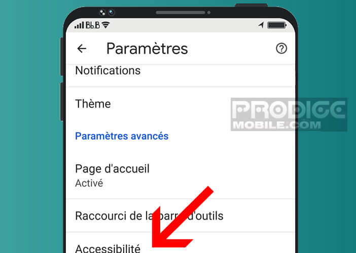 Lancer la fonction accessibilité de Google Chrome