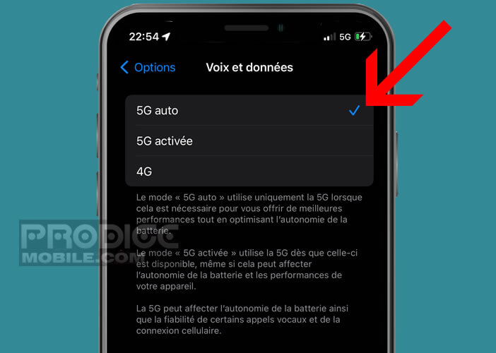 Activer le mode 5G auto sur votre iPhone