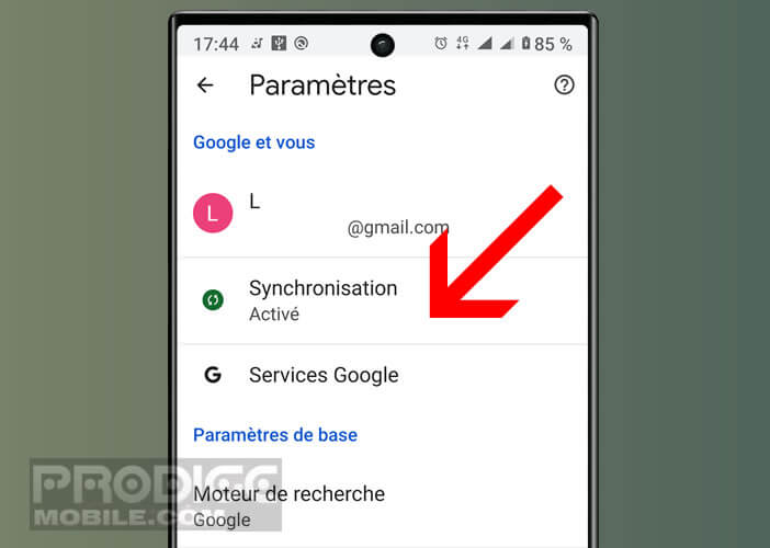 Activer le système de synchronisation du navigateur Google Chrome