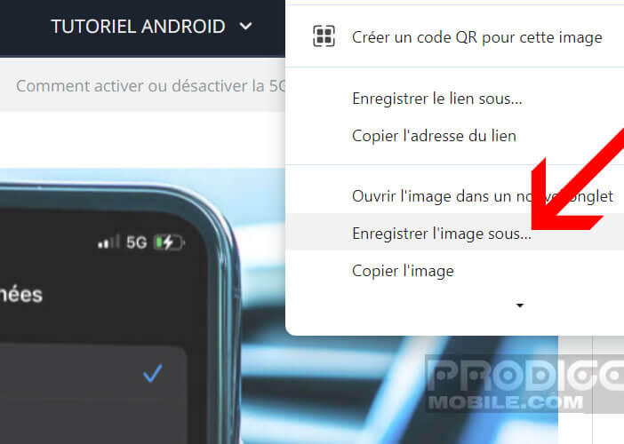 Méthode à suivre pour enregistrer une image avec la version bureau de Chrome