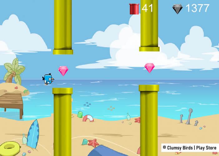 Jeu Clumsy Bird disponible sur le Play Store de Google