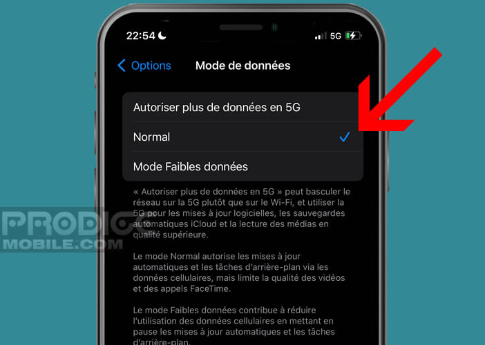 Mode économiseur de données 5G