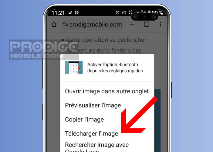 Télécharger une image depuis le navigateur Google Chrome