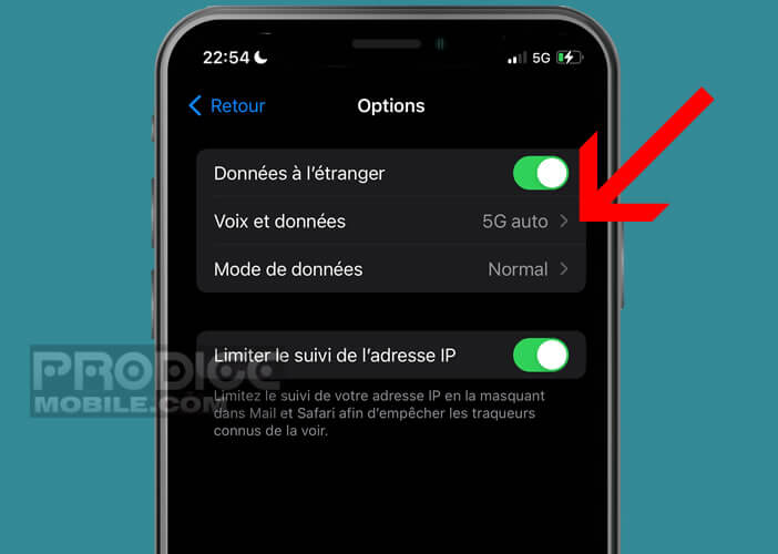 Voix et données sur iOS