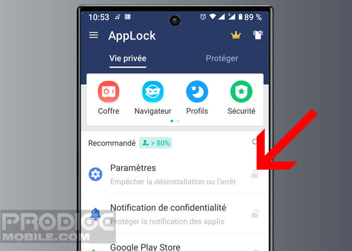 Bloquer la désinstallation de l’application de sécurité