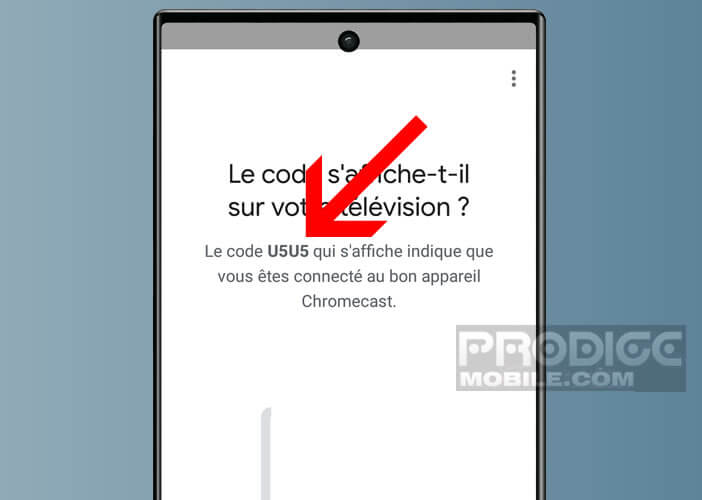 Vérifier le code de connexion de Chromecast affiché sur votre TV