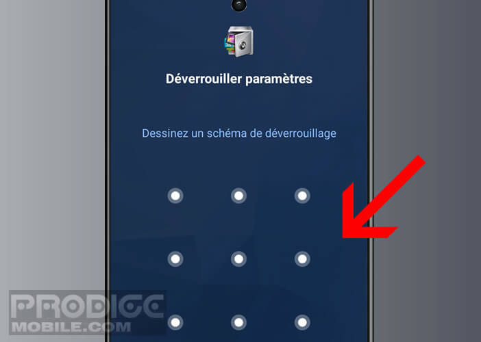 Dessiner le schéma de déverrouillage que vous utiliserez pour lancer une application