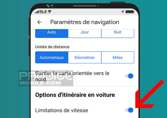 Mettre en marche le système d'alerte des limitations de vitesse