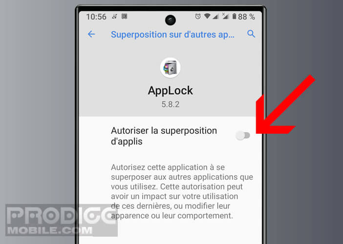 Permettre à une application de se superposer à une autre