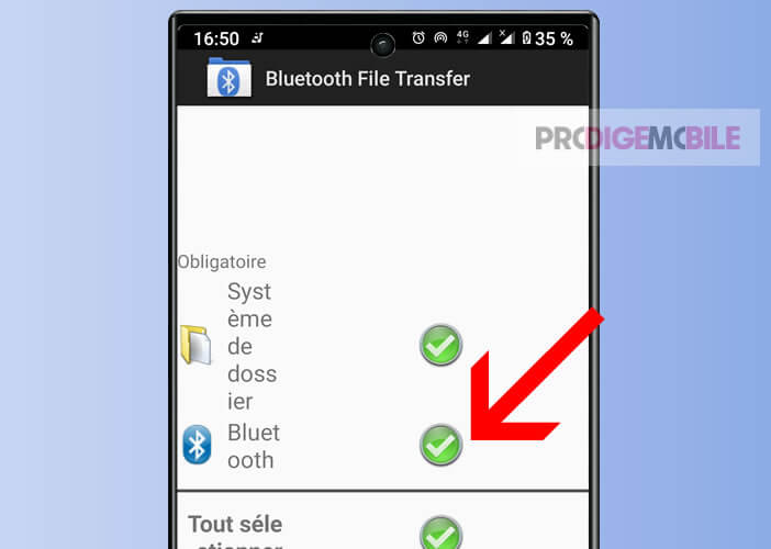 Autoriser l’application Bluetooth File Transfer à accéder à votre contenu