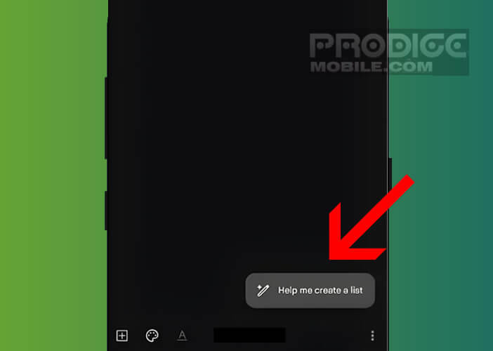 Utiliser la fonction Aide moi à créer une liste sur Google Keep