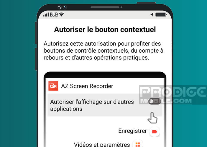 Accepter les permissions pour l’affichage du bouton contextuel