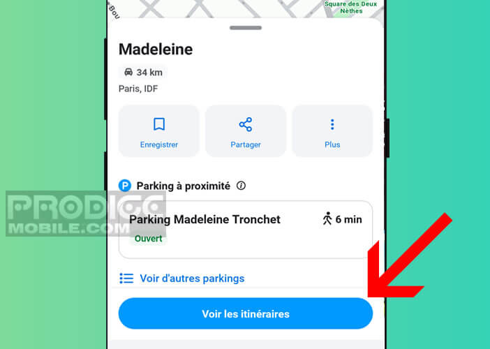 Afficher les différentes itinéraires proposés par Waze