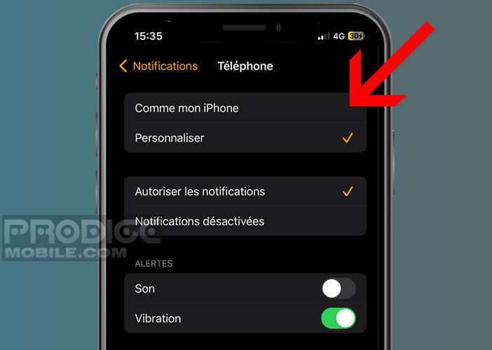 Activer l’option comme mon iPhone