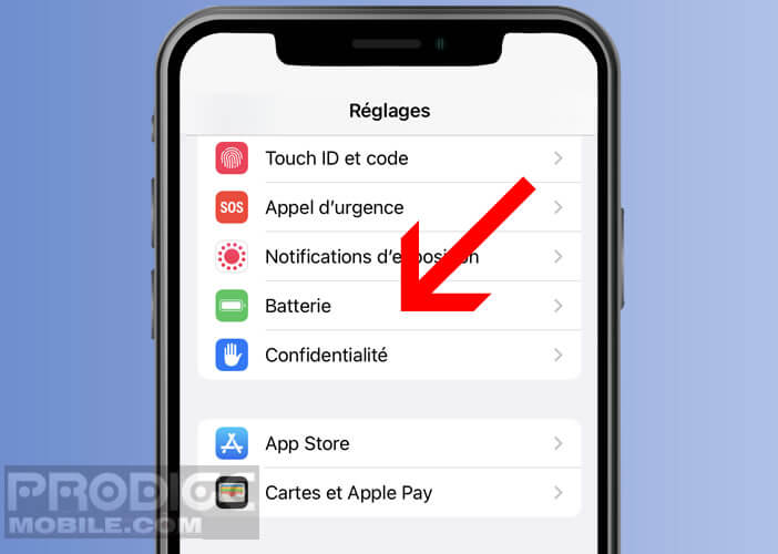 Modifier la paramètres de gestion de la batterie de l’iPhone