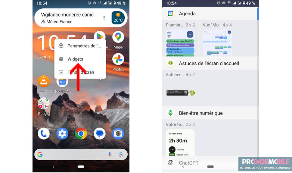 Ajouter un widget météo sur un smartphone Android