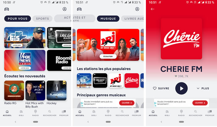 Utiliser l’application TuneIn pour écouter la radio sur internet